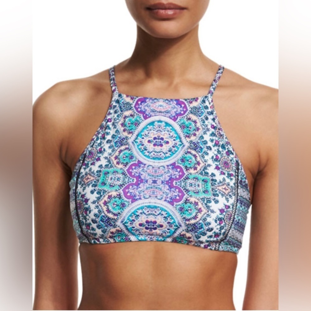 Nanette Lepore Paris Paisley High Neck Swim Top